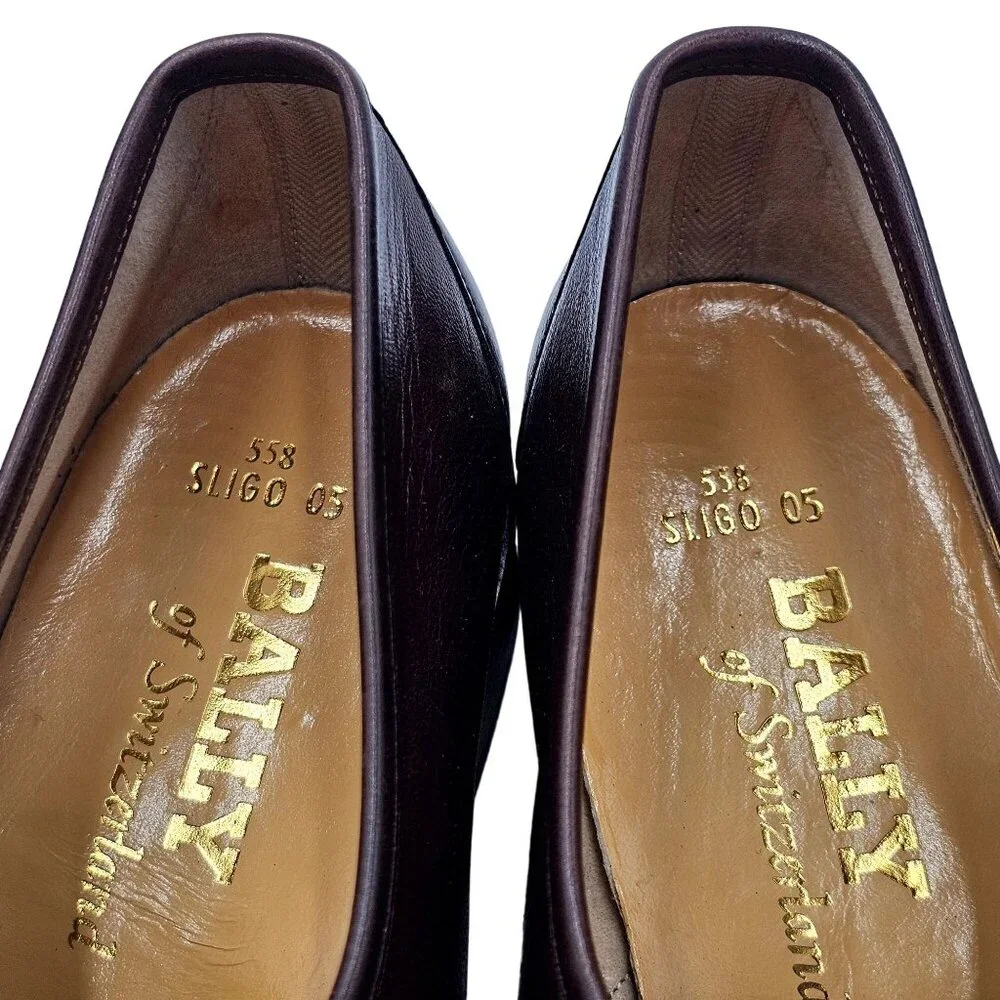 NEW Vintage Bally Men's size 6.5E Brown Calfskin Leather Dress Shoes Bit Loafers - Picture 13 of 15